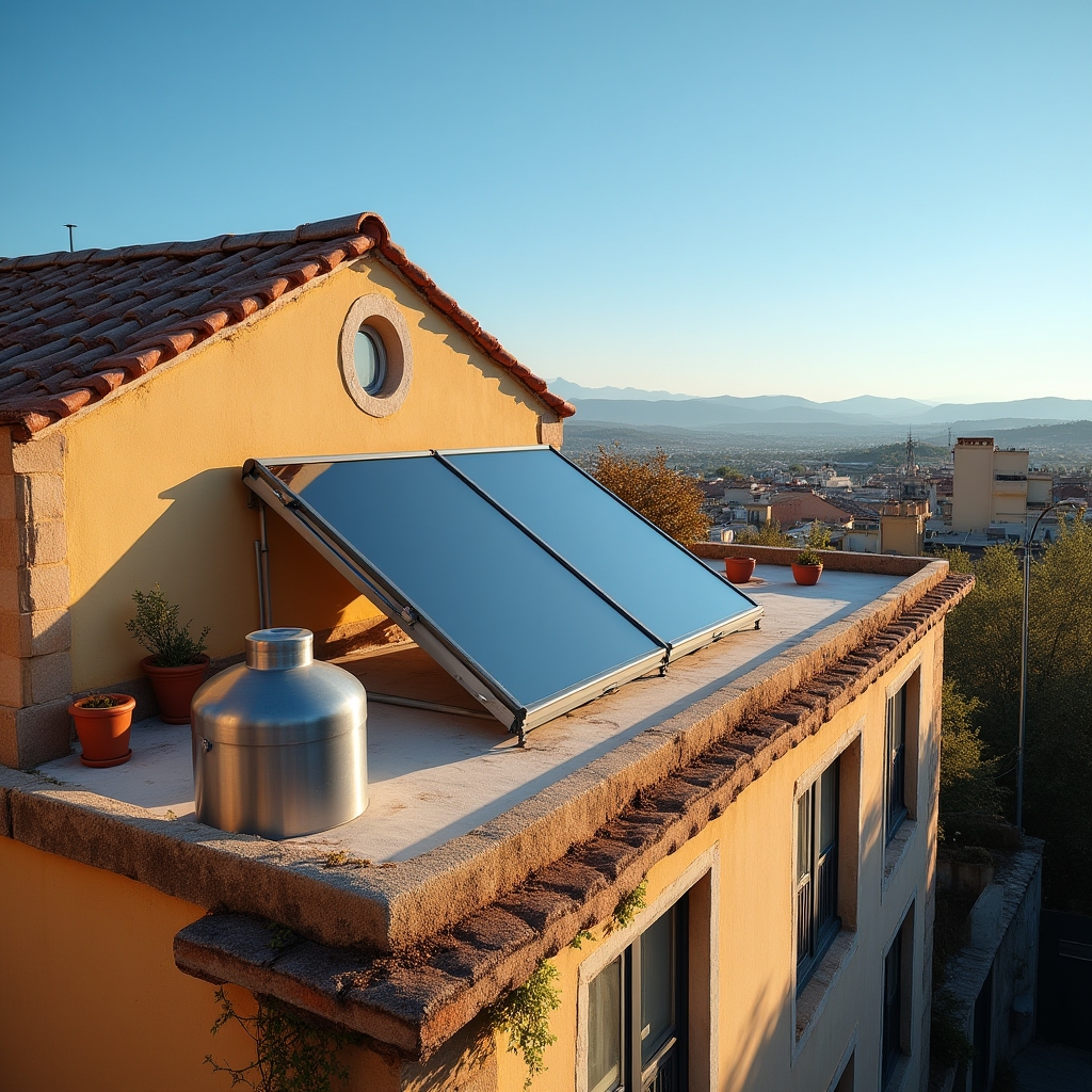Casa en Zaragoza con sistema solar térmico en tejado